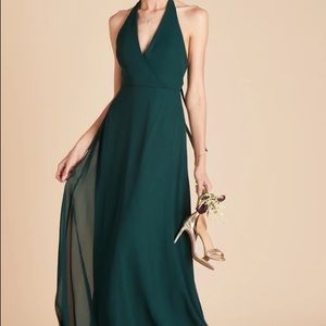Long Dark Green Halter Bridesmaids Dress
